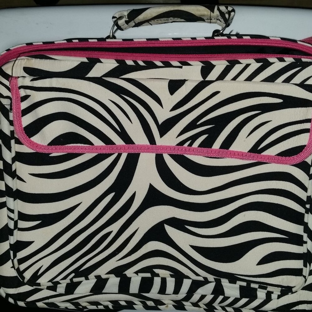 Zebra Pattern Travel Carry on Bag Laptop Computer Multiple Pockets Zip Vintage
